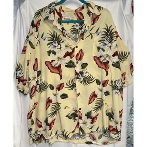 Iolani Shirt Adult Large Yellow‎ Floral Button Up Hawaiian Vintage XL Men's